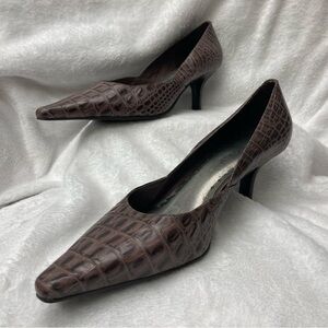 BCBGirls Dark Brown Crocodile Pattern Heels